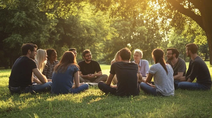 outdoor-group-gathering-stockcake